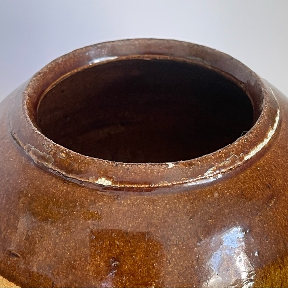 Hand Made Indoor Planter Flower Pot Brown Drip Glaze Studio Pottery MCM - Picture 7 of 12